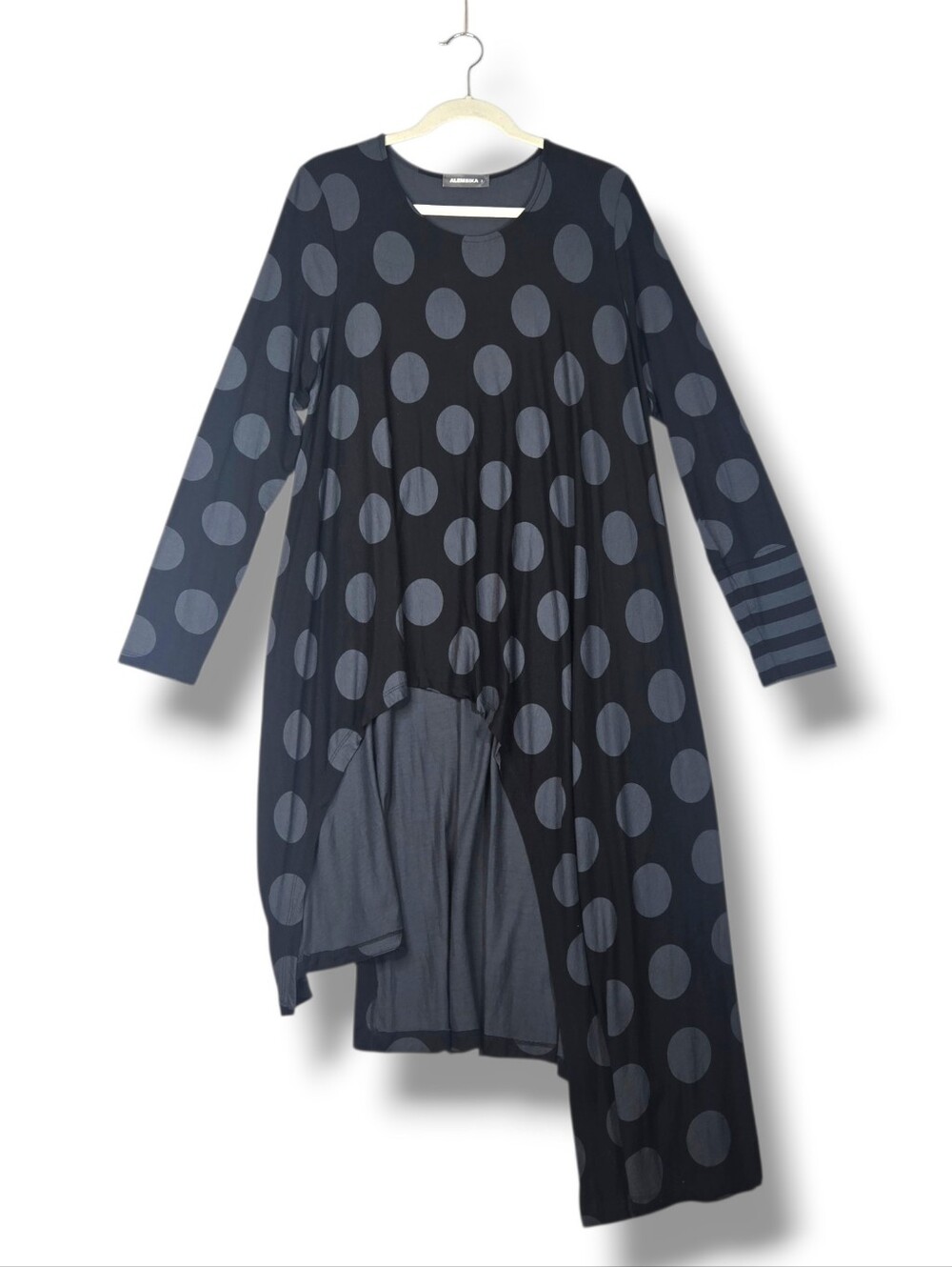 Alembika Dot Hi Lo Black Grey Tunic Top Size 3 10 / 12 - Picture 4 of 16